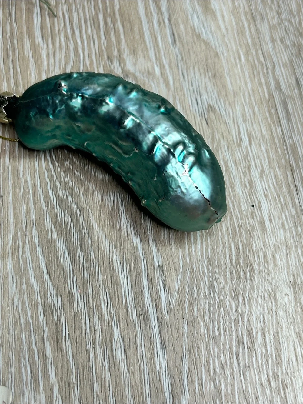 Vintage German Green Glass Pickle Ornament • Christmas Tree Decor • 4 Inch